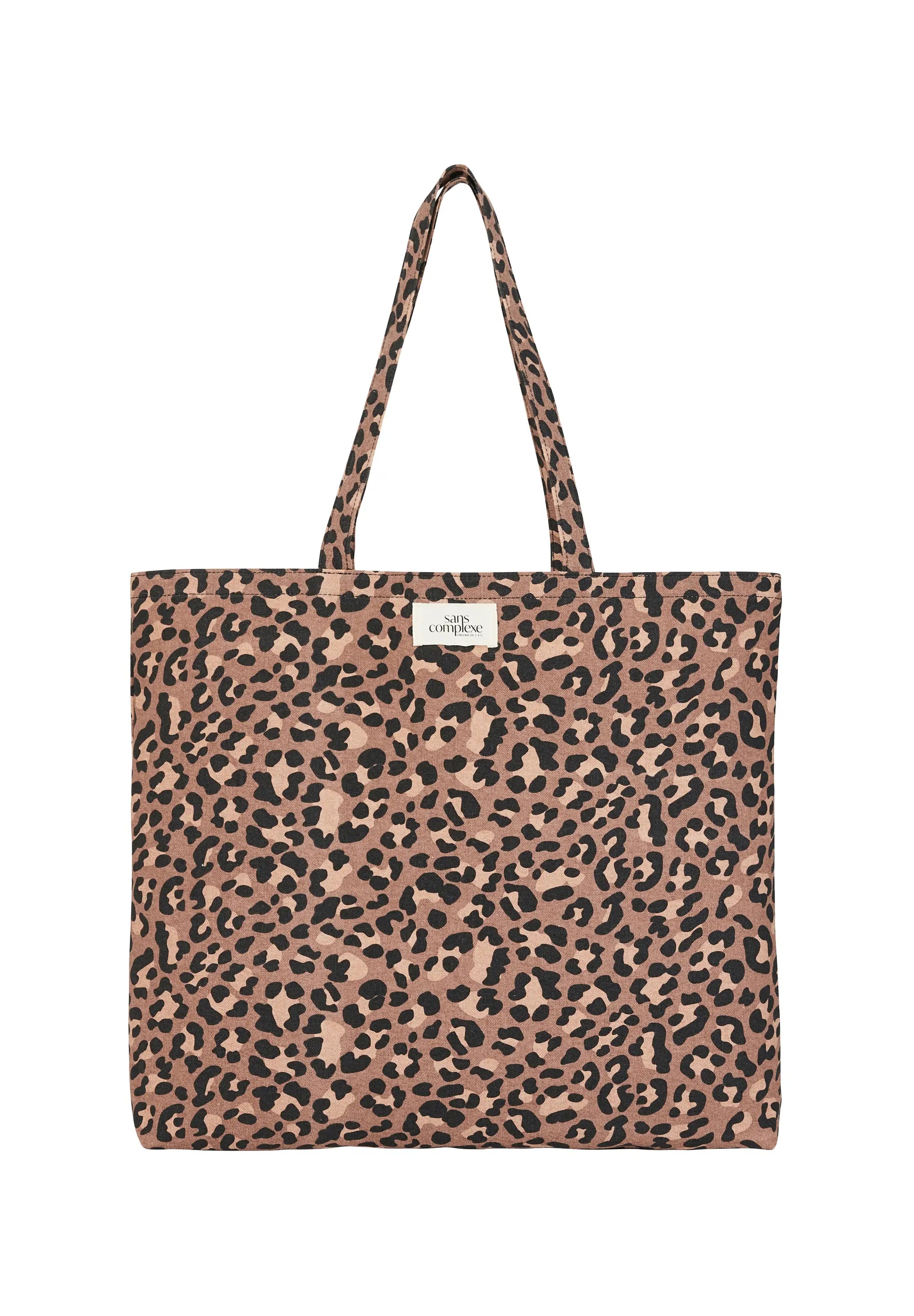 Tote bag en coton imprimé léopard